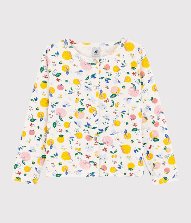 Cardigan en coton enfant fille blanc/multicouleur