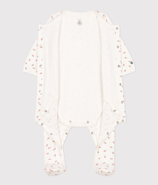 Bodyjama fleurs en tubique blanc MARSHMALLOW/blanc MULTICO