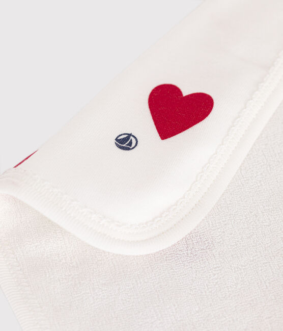 Lingette bébé en coton et éponge cœurs blanc MARSHMALLOW/rouge TERKUIT