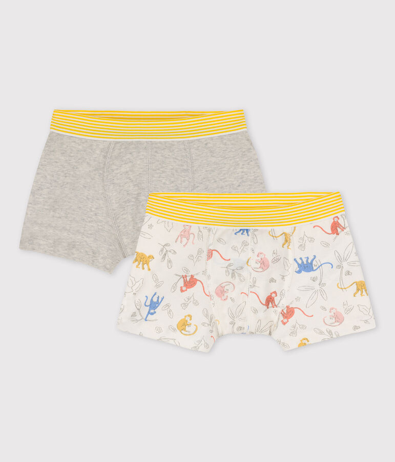 Lot de 2 boxers petit gar&ccedil;on singes en coton biologique multicouleur