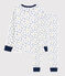 Pyjama ours polaire petit garçon en côte blanc MARSHMALLOW/blanc MULTICO