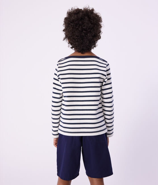 Marinière en coton enfant fille / garçon blanc MARSHMALLOW/bleu SMOKING