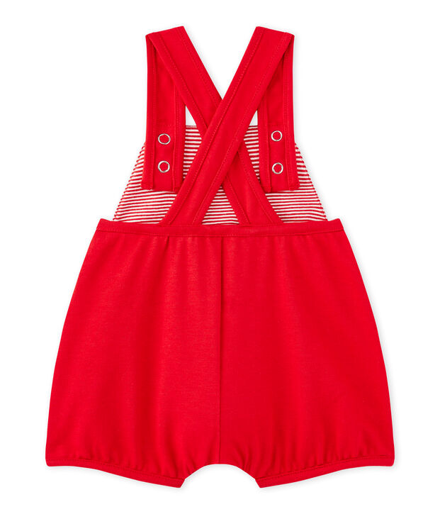 Salopette courte b&eacute;b&eacute; fille en jersey lourd rouge