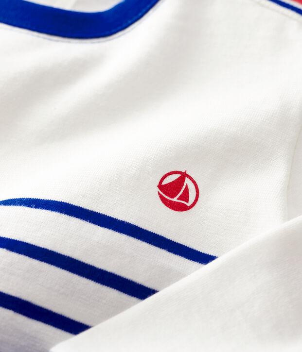 Sweatshirt en jersey ray&eacute; b&eacute;b&eacute; gar&ccedil;on blanc/bleu