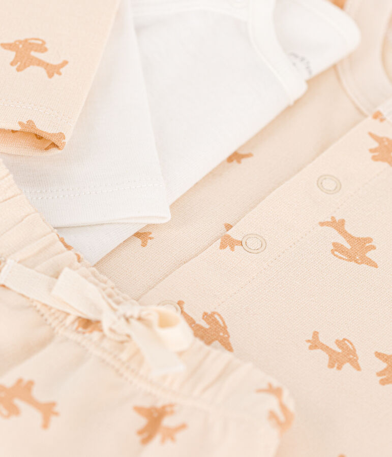 Ensemble en molleton imprim&eacute; b&eacute;b&eacute; &eacute;cru/beige