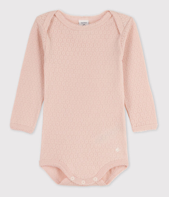 Body manches longues bébé en maille ajourée rose SALINE