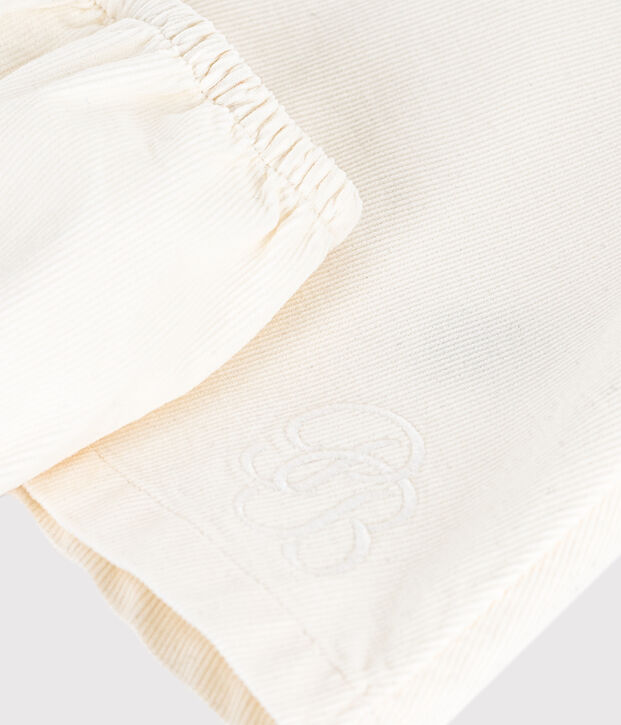 Robe c&eacute;r&eacute;monie b&eacute;b&eacute; en velours brod&eacute; et son bloomer blanc cass&eacute;