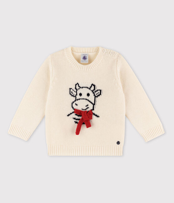 Sweatshirt manches longues bébé garçon blanc MARSHMALLOW/blanc MULTICO