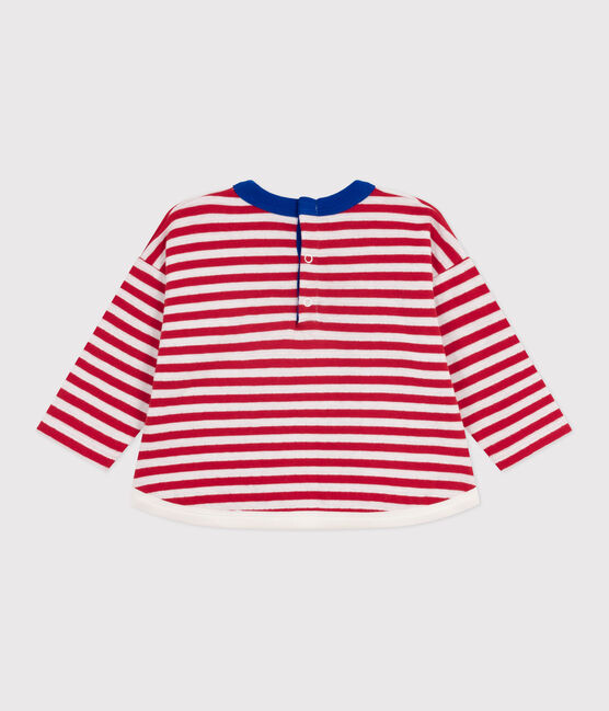 Tee-shirt bébé en coton à manches longues, rayé rouge POMPEI/ MILK