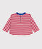 Tee-shirt bébé en coton à manches longues, rayé rouge POMPEI/ MILK