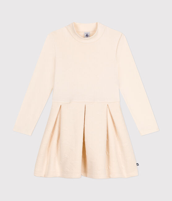 Robe manches longues bi-matière enfant fille écru AVALANCHE