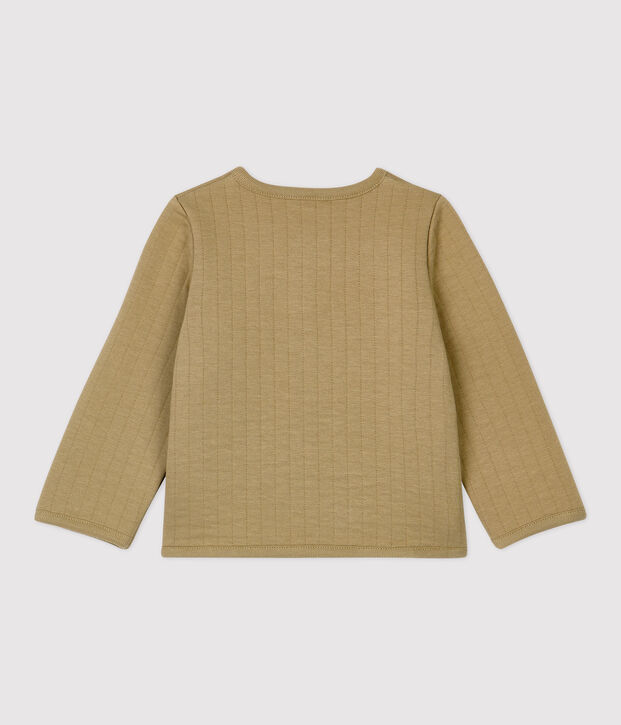 Cardigan en tubique matelass&eacute; b&eacute;b&eacute;. beige