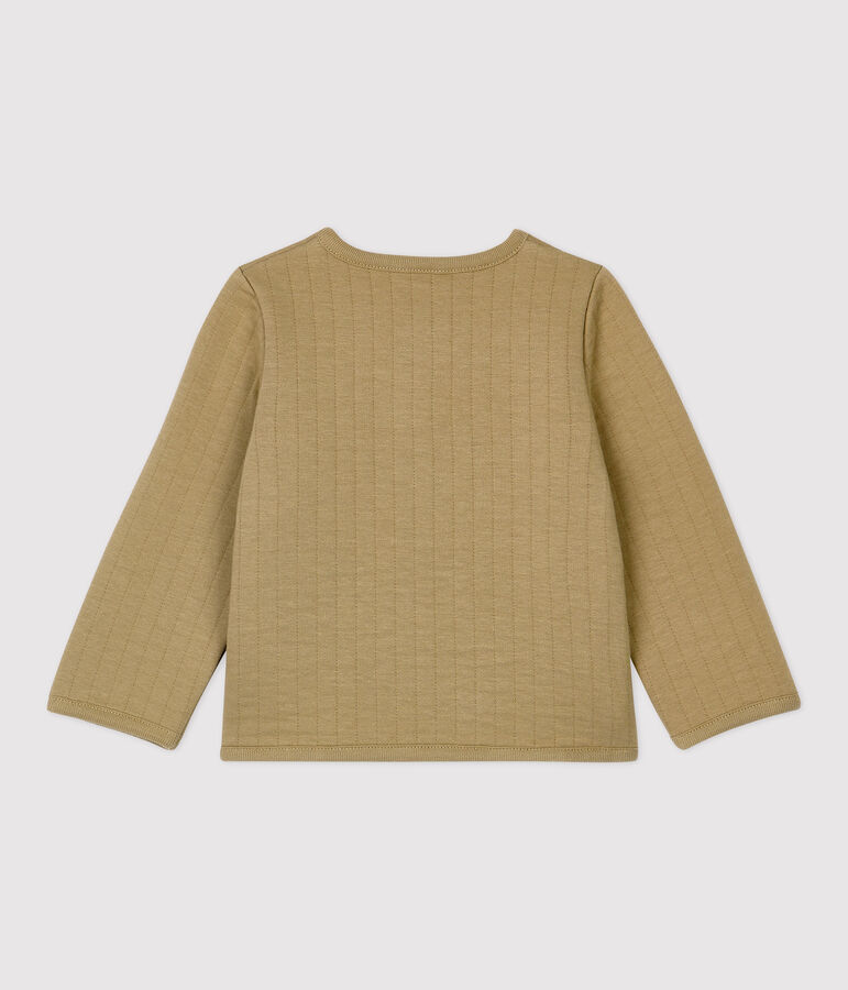 Cardigan en tubique matelass&eacute; b&eacute;b&eacute;. beige