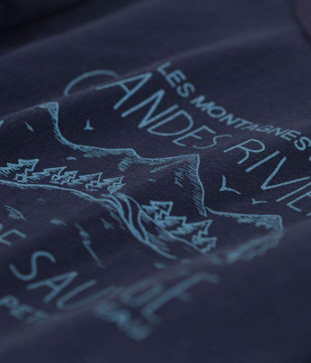 Tee-shirt manches longues imprim&eacute; enfant gar&ccedil;on bleu