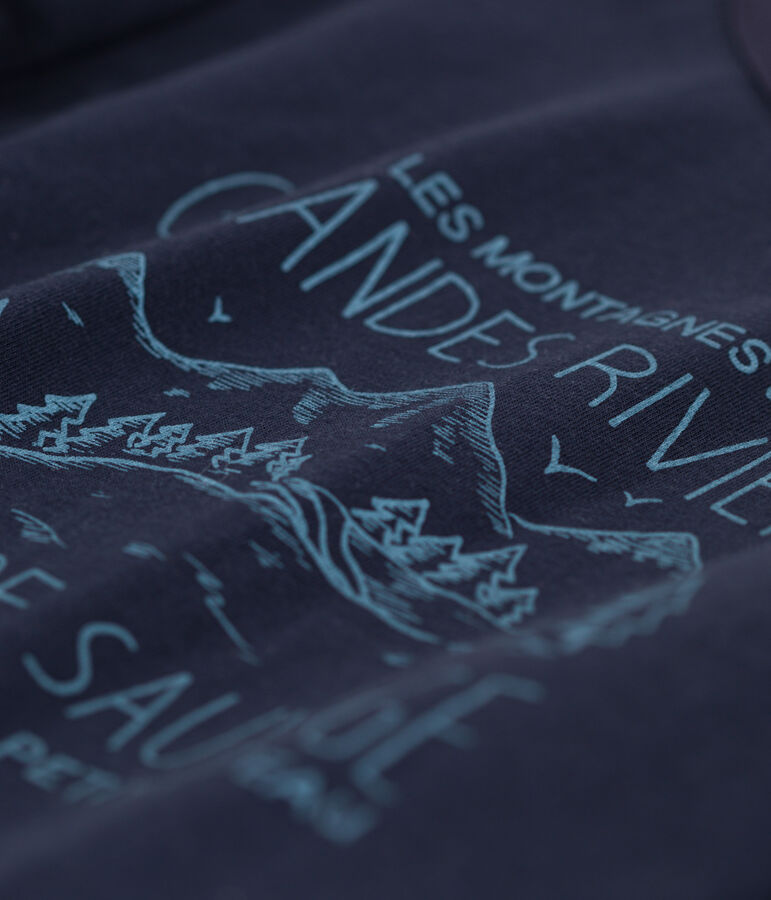 Tee-shirt manches longues imprim&eacute; enfant gar&ccedil;on bleu SMOKING