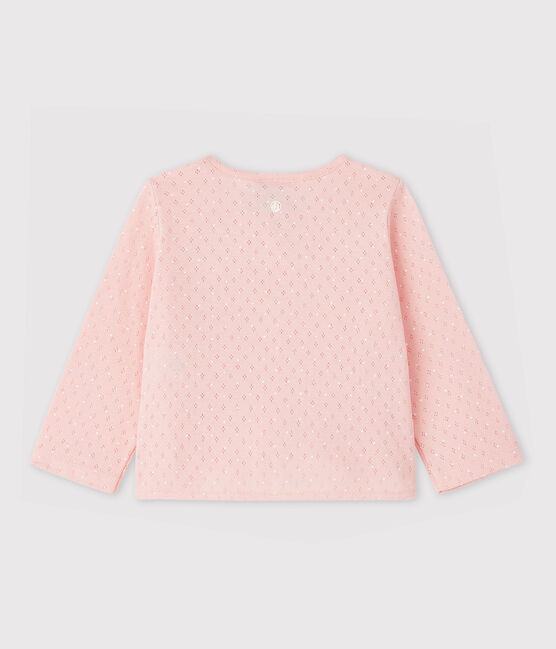 Cardigan en côte bébé fille rose MINOIS/blanc ECUME