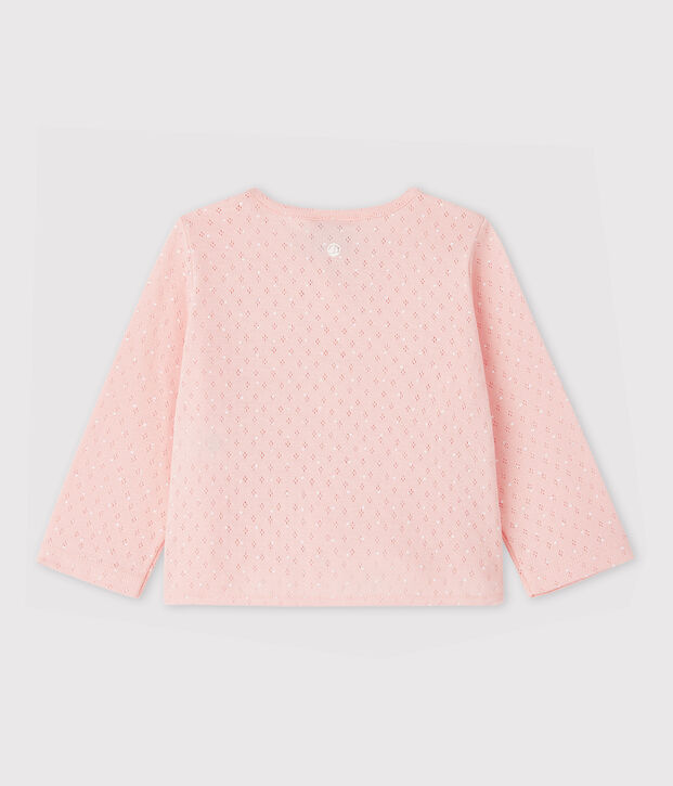 Cardigan en c&ocirc;te b&eacute;b&eacute; fille rose/blanc