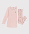 Chemise de nuit en velours enfant. rose SALINE/blanc MULTICO