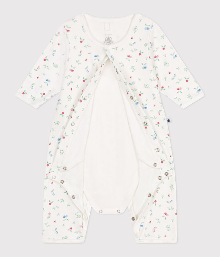 Bodyjama b&eacute;b&eacute; en coton sans pieds fruits blanc MARSHMALLOW/blanc MULTICO