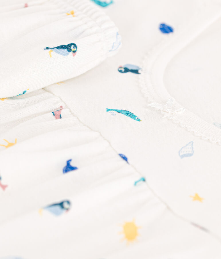 Pyjacourt animaux marins en coton petite fille blanc MARSHMALLOW/blanc MULTICO