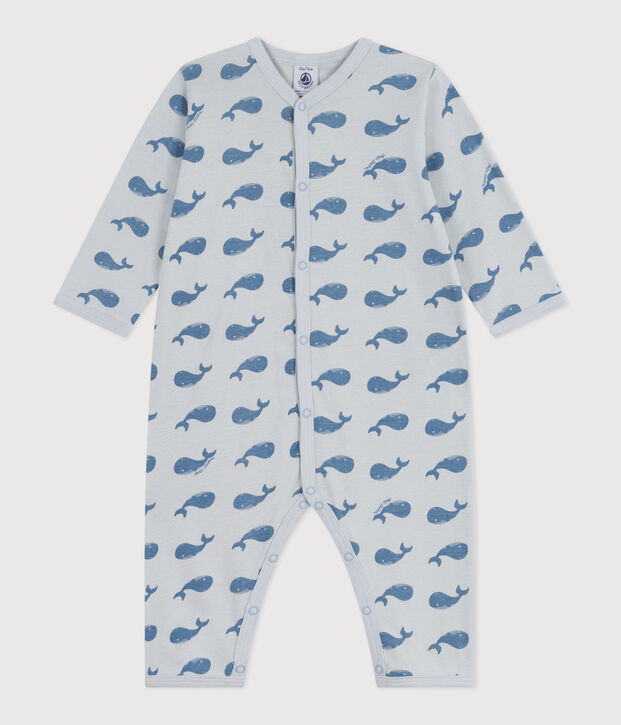Pyjama b&eacute;b&eacute; en coton sans pieds imprim&eacute; bleu/bleu
