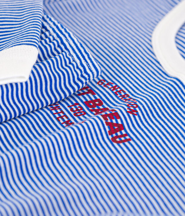 Pyjama milleraies en coton enfant bleu/blanc