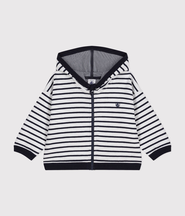 Sweatshirt &agrave; capuche b&eacute;b&eacute; blanc/bleu