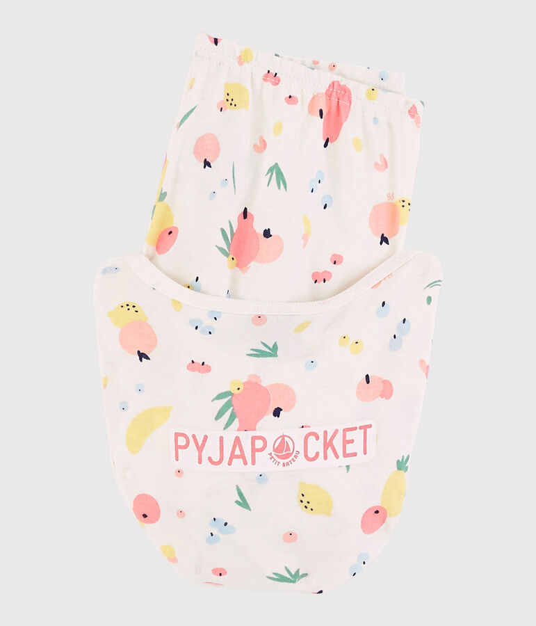 Pyjacourt snugfit imprim&eacute; fruits d'&eacute;t&eacute; petite fille en coton biologique blanc MARSHMALLOW/blanc MULTICO