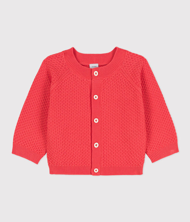 Cardigan b&eacute;b&eacute; en tricot de coton orange