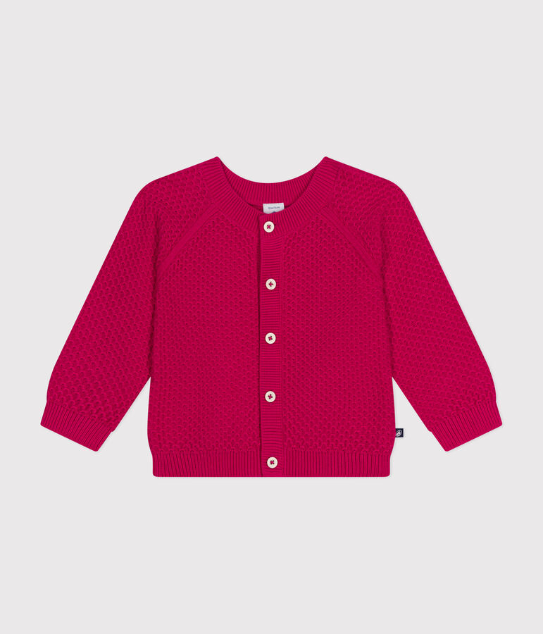 Cardigan en tricot de coton b&eacute;b&eacute; rose DELHI