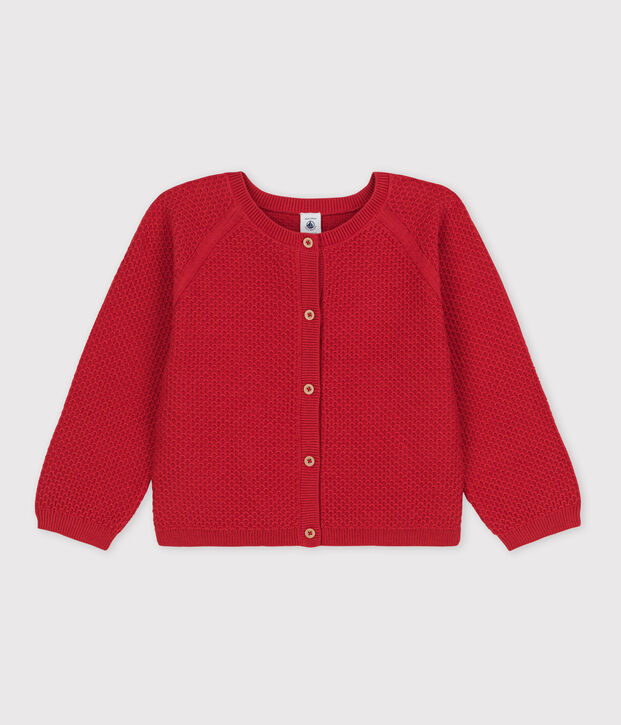 Cardigan en coton enfant fille rouge