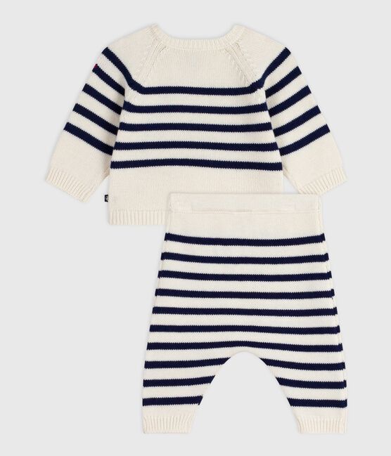 Ensemble 2 pièces bébé rayure marinière en tricot bleu MARSHMALLOW/ SOIR