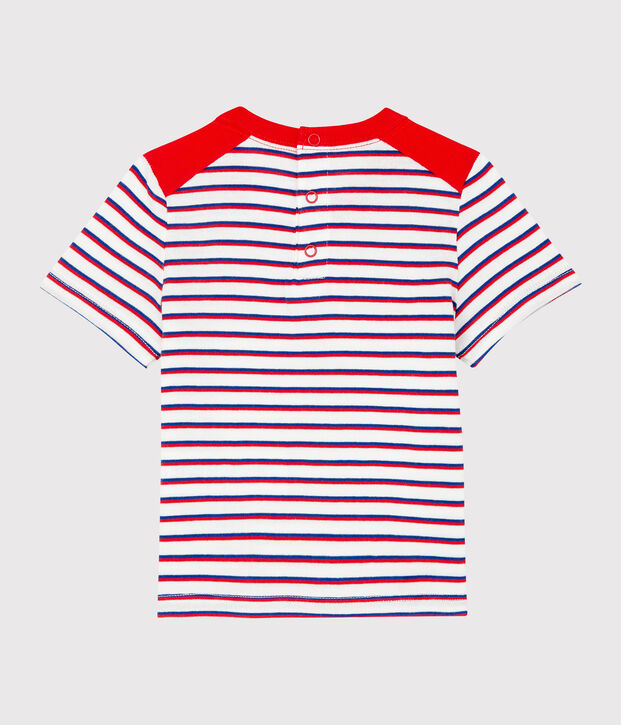 Tee shirt ray&eacute; b&eacute;b&eacute; gar&ccedil;on blanc/multicouleur