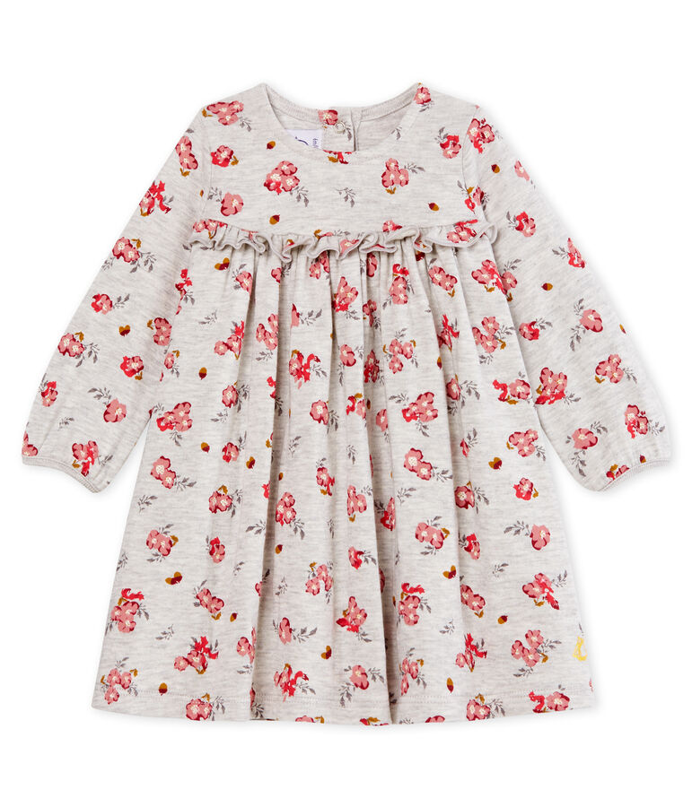 Robe manches longues b&eacute;b&eacute; fille imprim&eacute;e gris/multicouleur