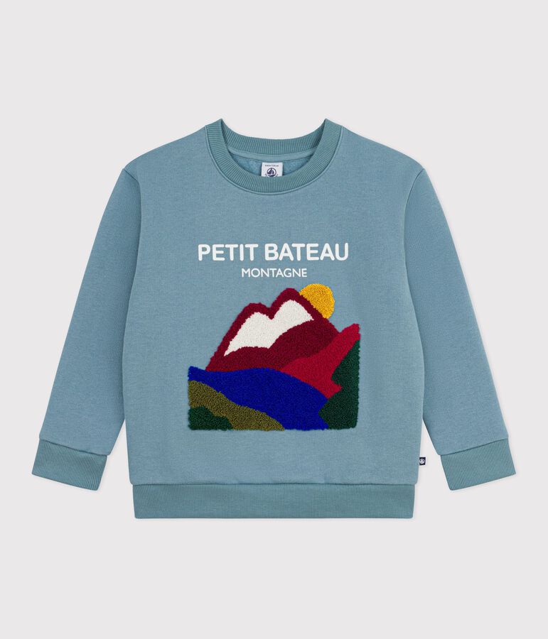 Sweatshirt enfant en coton &agrave; motif bleu GOBELIN