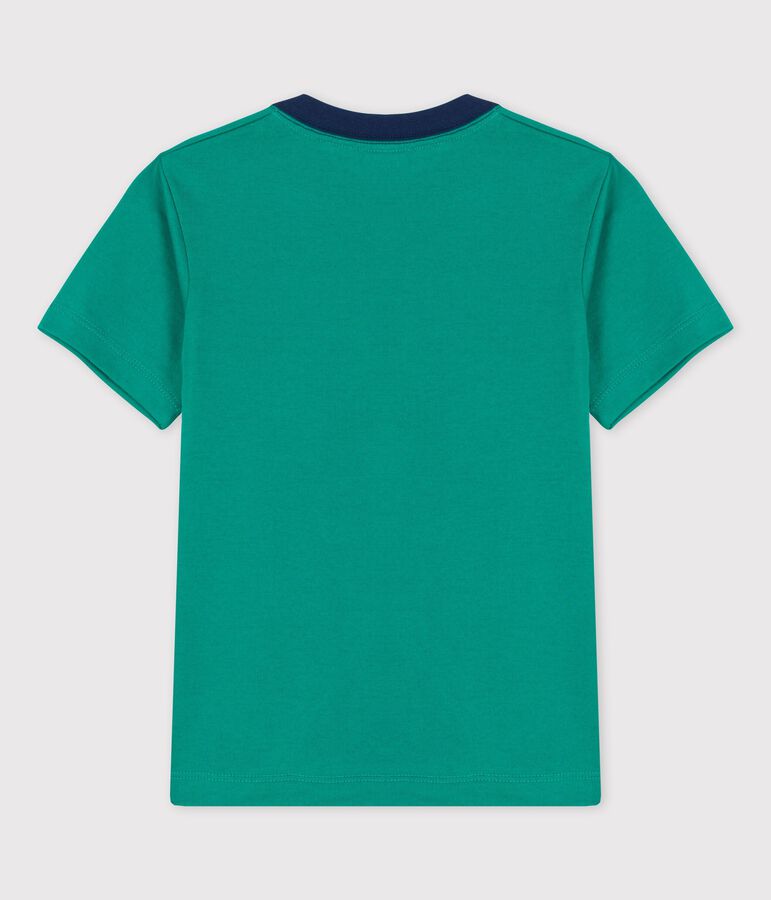 T-shirt manches courtes en coton enfant gar&ccedil;on vert GAZON