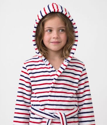 Peignoir enfant en coton éponge à rayures