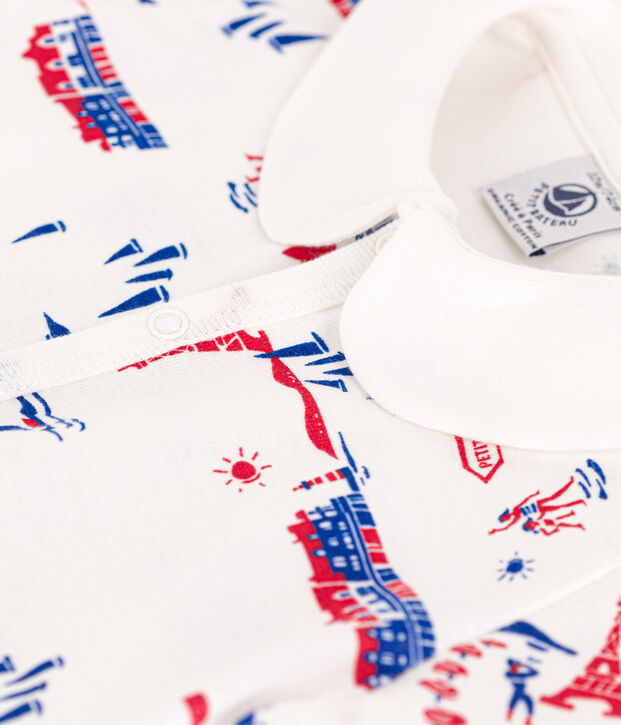 Combinaison courte Paris en coton b&eacute;b&eacute; blanc/multicouleur