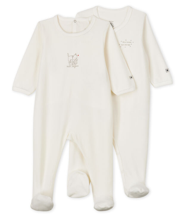 Lot de 2 dors-bien blanc b&eacute;b&eacute; en velours multicouleur