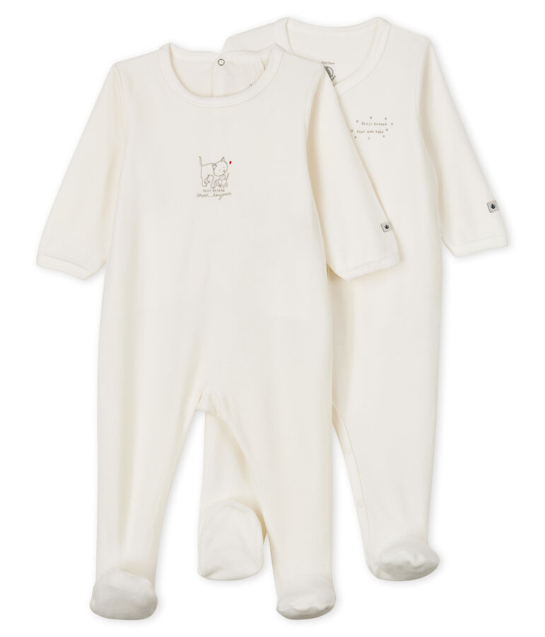 Lot de 2 dors-bien blanc b&eacute;b&eacute; en velours multicouleur