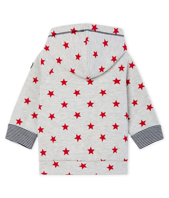 Sweatshirt à capuche bébé garçon en maille imprimée gris BELUGA/rouge TERKUIT CN