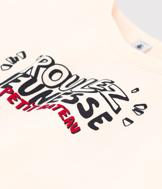 Sweatshirt imprim&eacute; en molleton enfant fille / gar&ccedil;on &eacute;cru