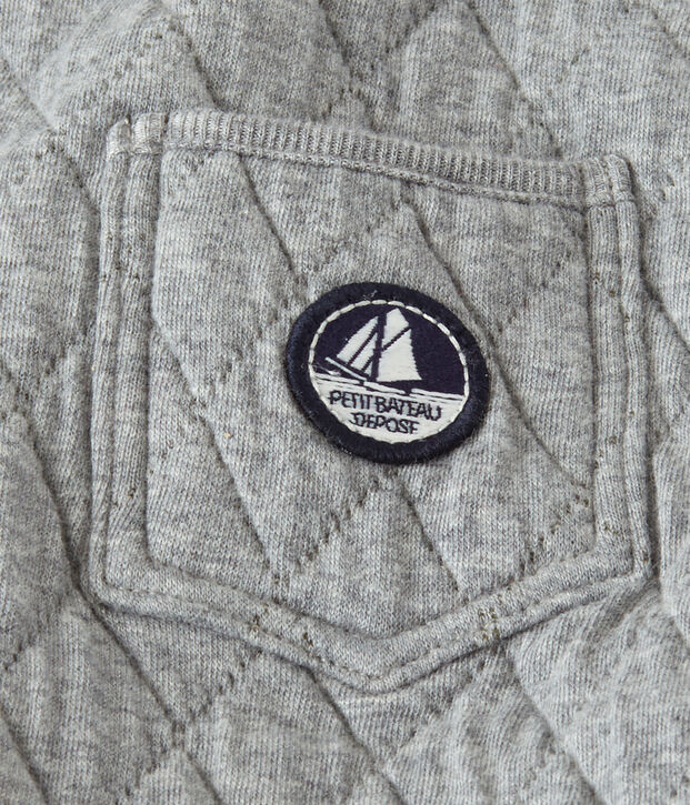 Salopette b&eacute;b&eacute; gar&ccedil;on en tubique matelass&eacute; gris
