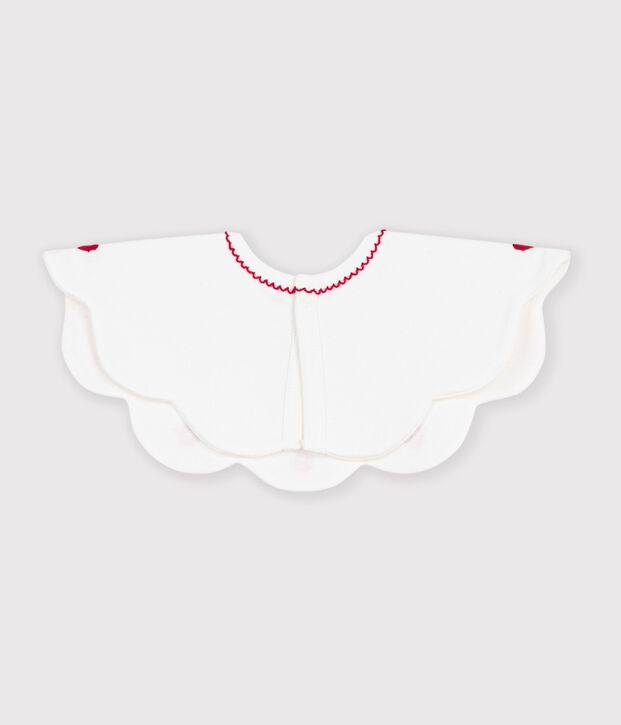Bavoir b&eacute;b&eacute; en coton avec c&oelig;urs brod&eacute;s blanc