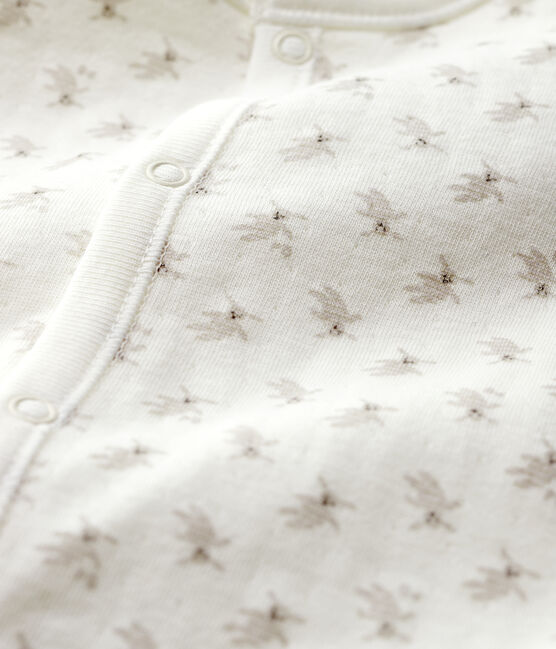 Combisac bébé imprimé lapins en coton biologique blanc MARSHMALLOW/blanc MULTICO