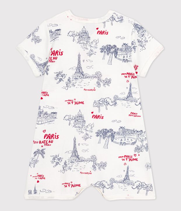 Combinaison courte Paris b&eacute;b&eacute; en coton blanc/multicouleur