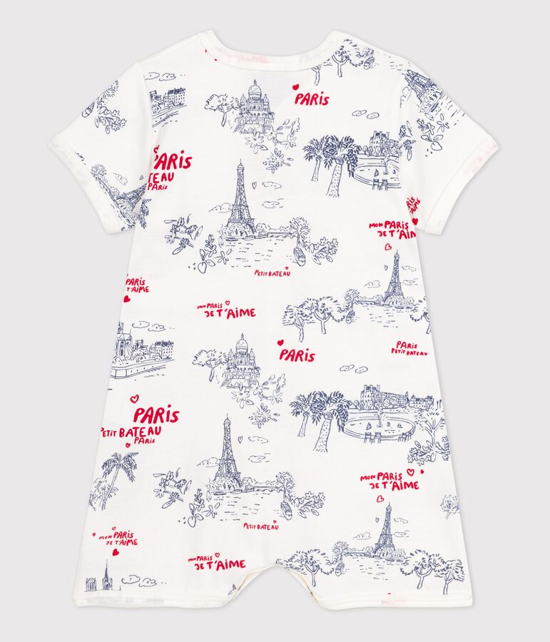 Combinaison courte Paris b&eacute;b&eacute; en coton blanc MARSHMALLOW/blanc MULTICO