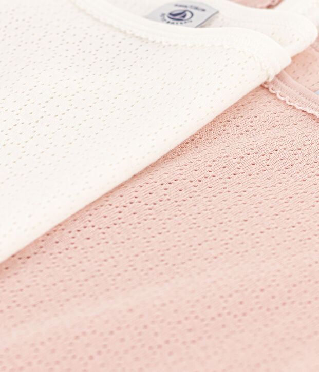 Lot de 2 chemises &agrave; bretelles unies en coton ajour&eacute; petite fille multicouleur
