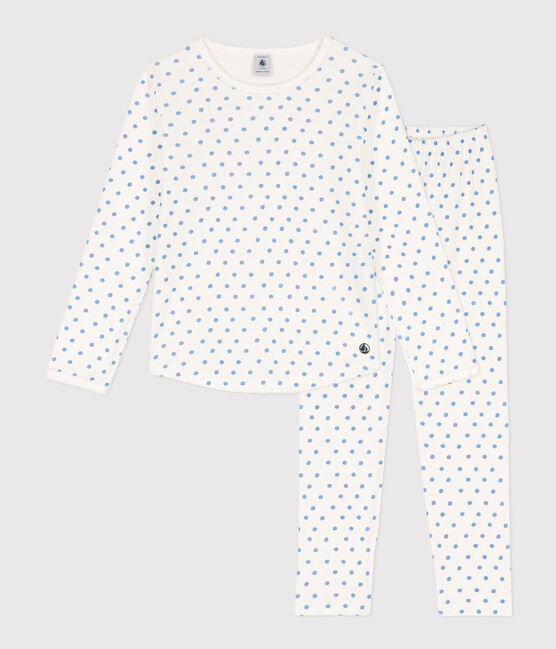Pyjama à pois en coton petite fille blanc MARSHMALLOW/ EDNA