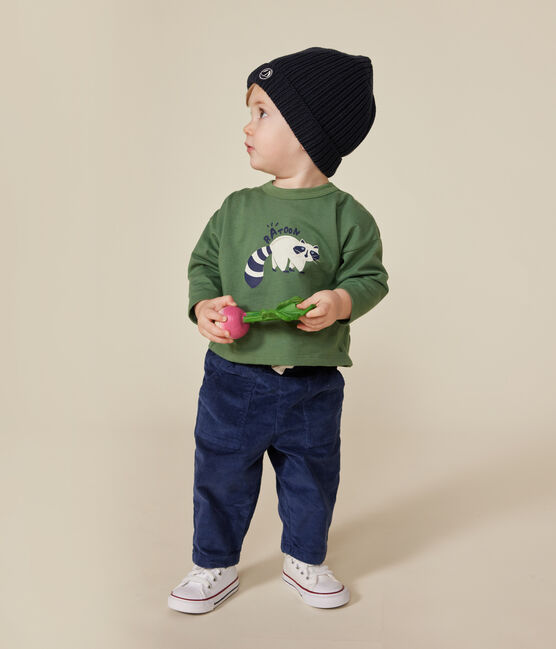 Tee-shirt manches longues en jersey fin bébé vert PALMERAIE